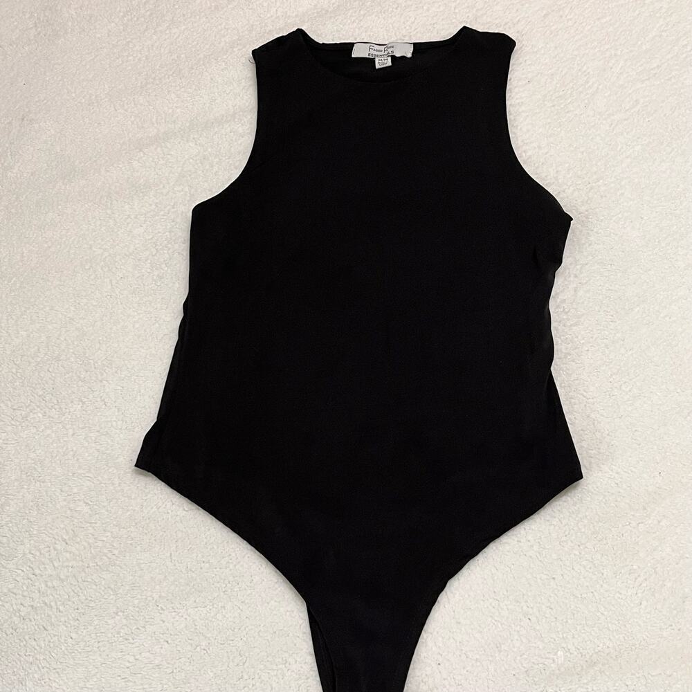 Faded Rose Black Sleeveless Body Suit Top Sz Medium Stretch Snap Bottom